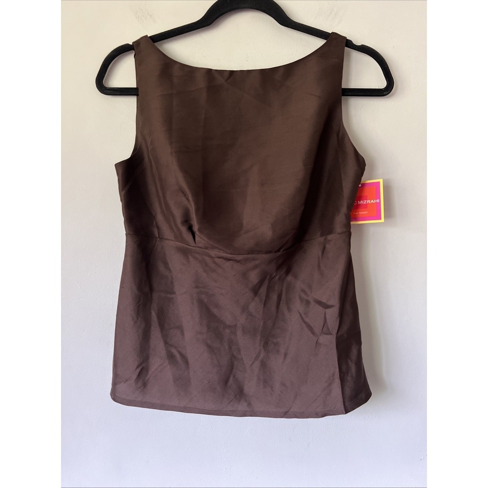 Isaac Mizrahi Vintage Y2K. Womens Brown 100% Silk Sleeveless Top Tank Top Shell
